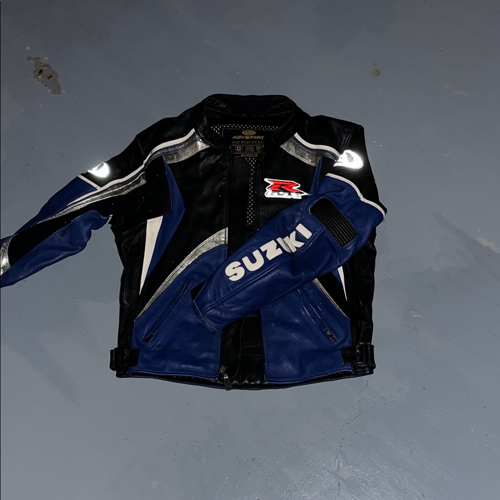 Suzuki GXSR Blue Black White Armored Motorcycle Jacket